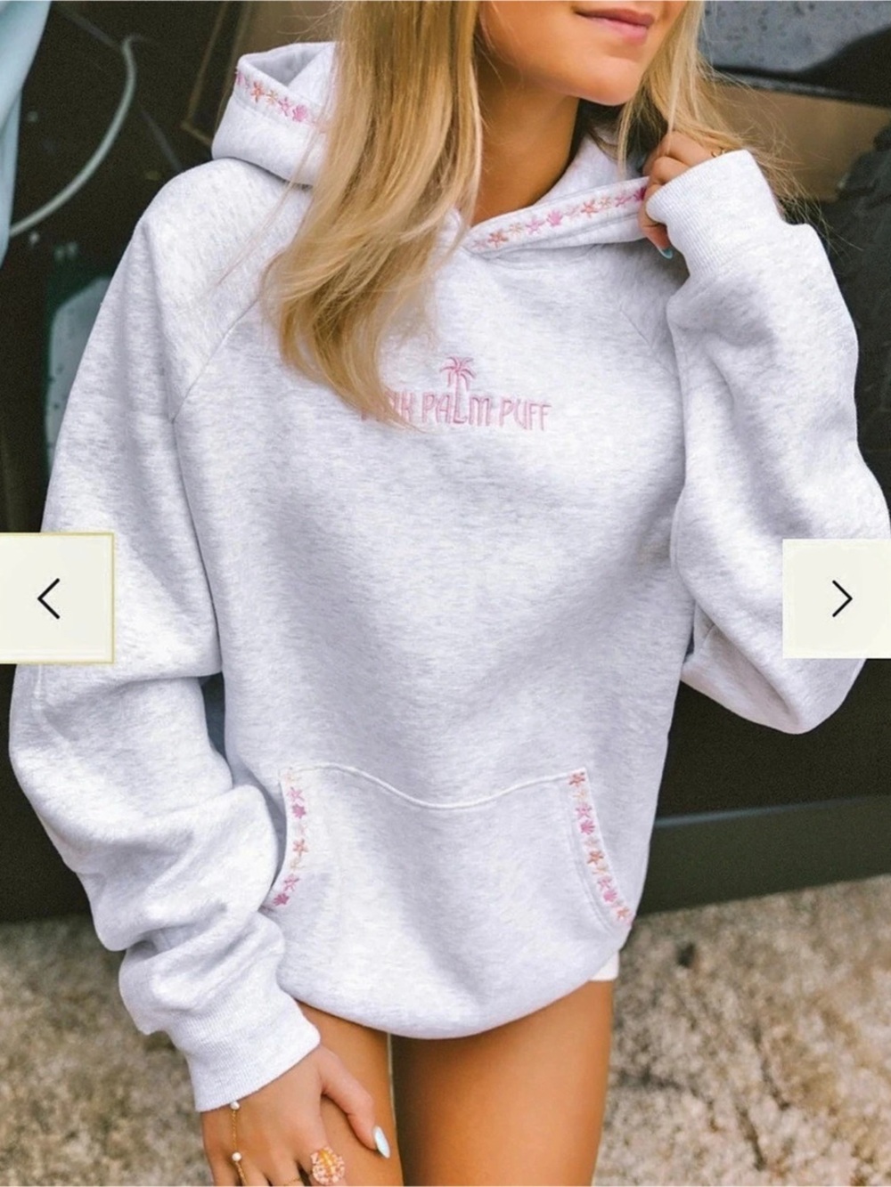 Pink Palm Puff Chase the Sun Hoodie Pink Heather Cloud